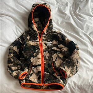 The North Face Camo Fleece Jacket with Orange Accents